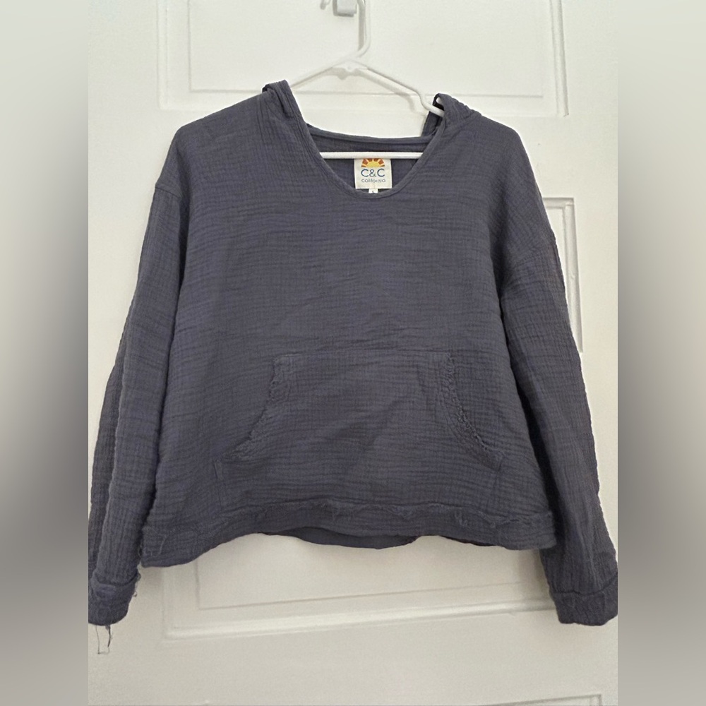 Grey blue cotton gauze C&C California hoodie. Size small. Like new condition